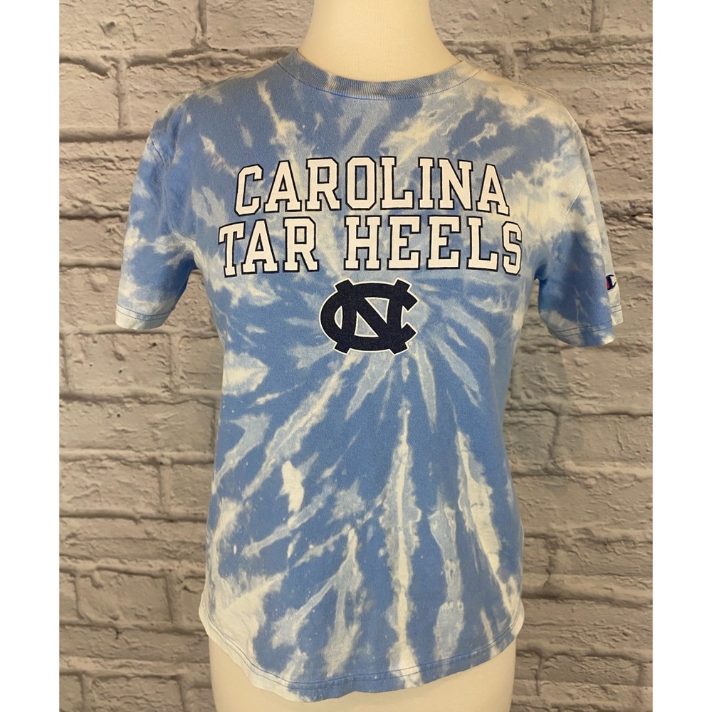 Custom UNC Tarheel Bleach Dye Reverse Tie Dye Tee